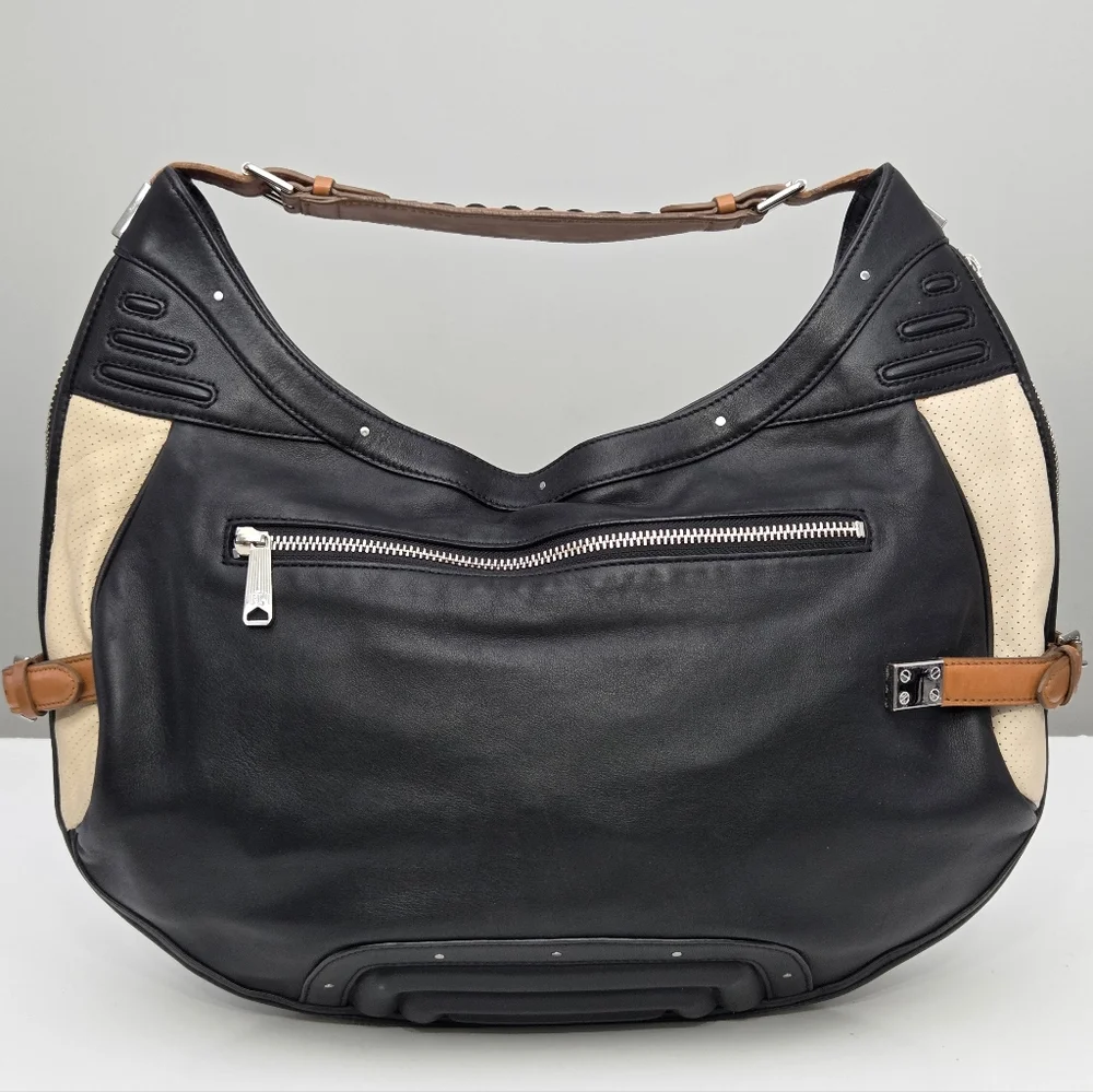 RARE LAUREN RALPH LAUREN QUILTED BIKER STYLE HOBO BAG